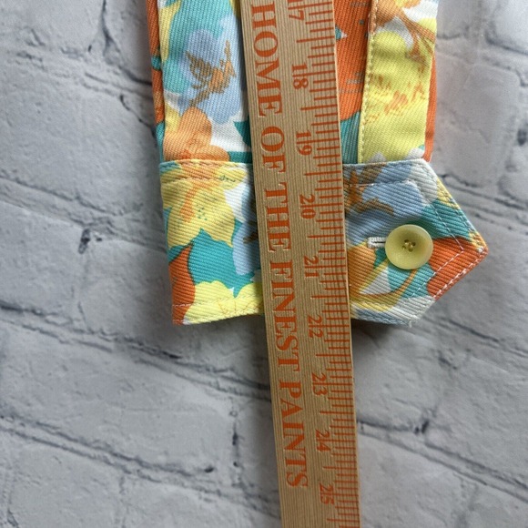 Nicole Miller Floral Button Up‎ Jacket Womens 10 Multi Cotton Denim Long Sleeve - Picture 6 of 9